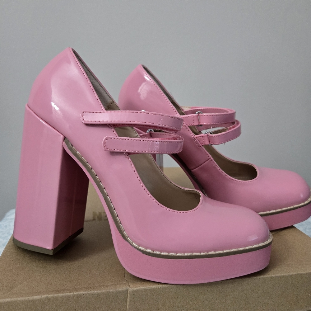 Steve Madden Twice Pink Patent Leather Mary Jane Heels